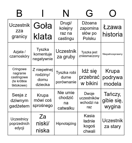 Top model vol1 Bingo Card