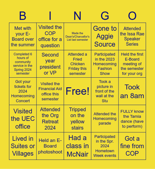 COP Bingo 2024 Bingo Card