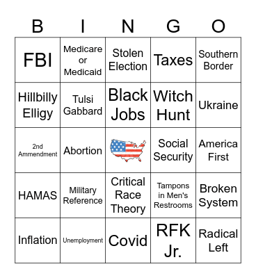 Trump vs Harris Presidential Debate Bingo Card