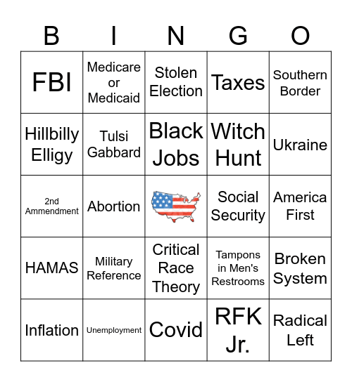 Trump vs Harris Presidential Debate Bingo Card