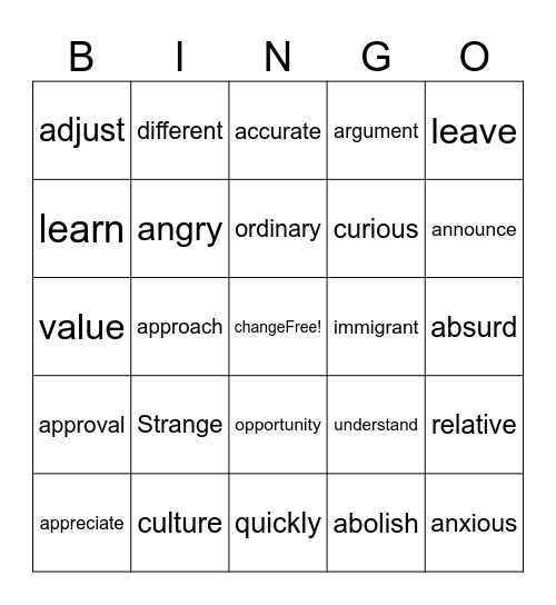 Untitled Bingo Card