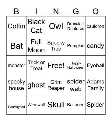 Halloween Bingo Card