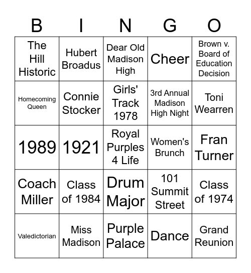 Women's Royal Brunch Bingo Card