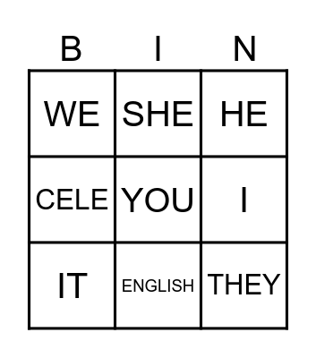 Pronouns Bingo Card