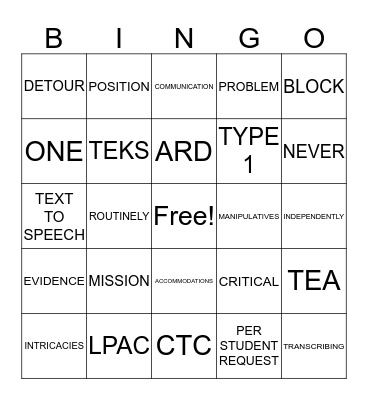 Campus Administrators LOVE Accommodations Bingo Card