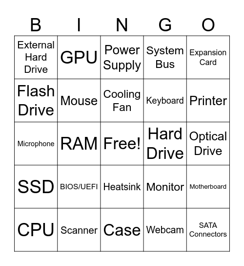 HARDWARE BINGO Card