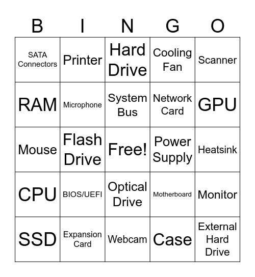 HARDWARE BINGO Card