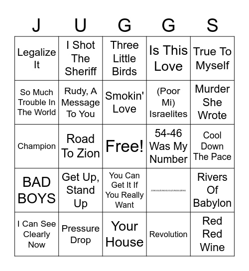 REGGAE BINGO Card