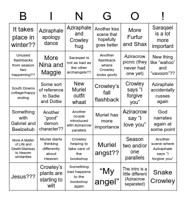 Good Omens season three Bingo Card