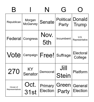 Voting Bingo Card