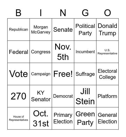 Voting Bingo Card