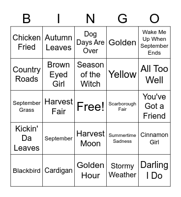 SINGO! September Edition Bingo Card