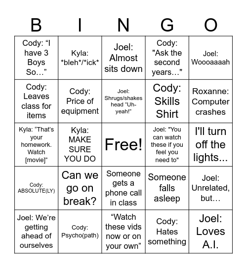 GCOMM Bingo Universal Bingo Card