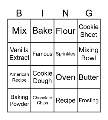 Crumbl Cookies Bingo Card