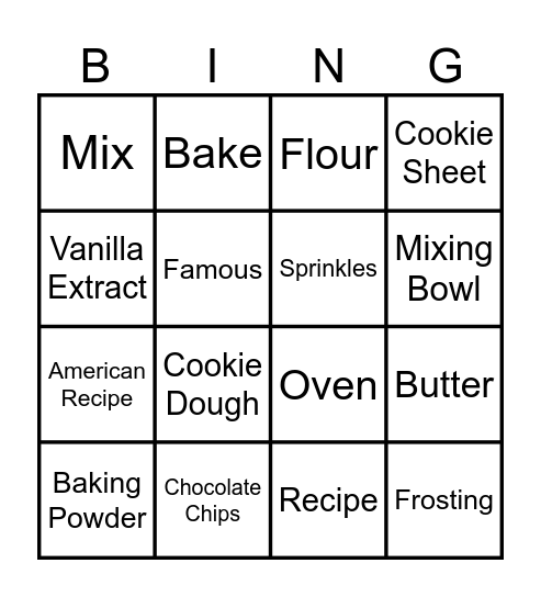 Crumbl Cookies Bingo Card