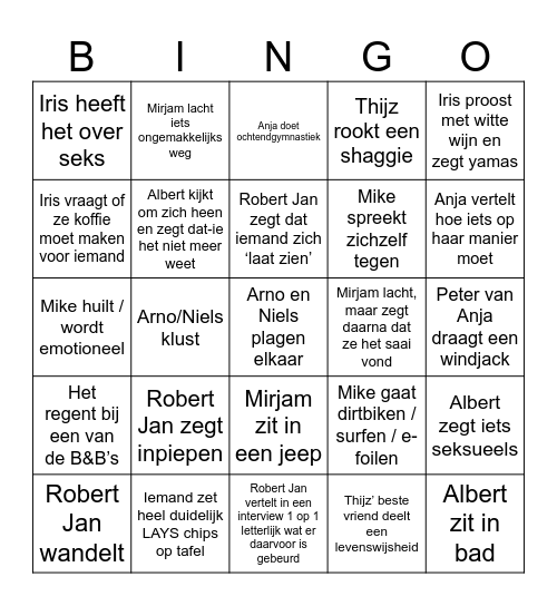 B&B VOL Bingo Card