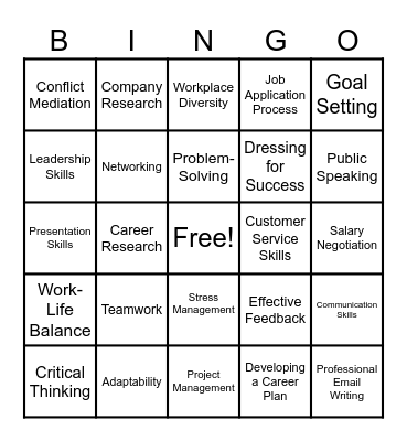 Employment Bingo Card