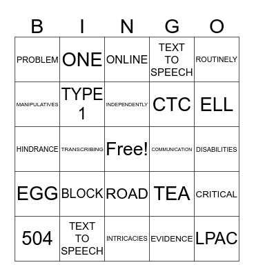 Campus Administrators LOVE Accommodations Bingo Card
