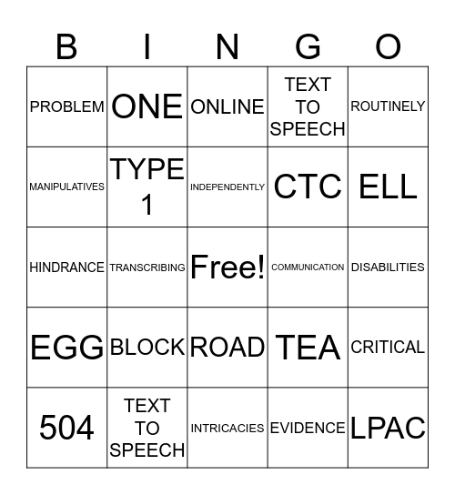 Campus Administrators LOVE Accommodations Bingo Card