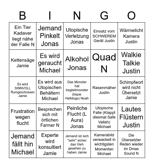 Monsterjäger Bingo Card