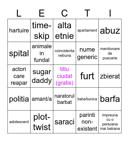 Bingo Lectii de Viata Bingo Card