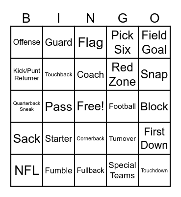 Football Bingo Card