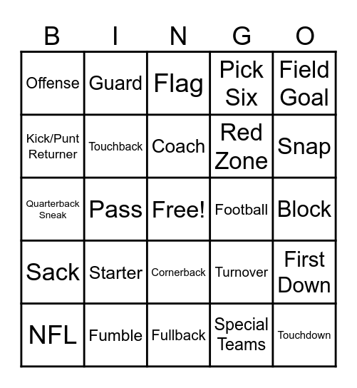 Football Bingo Card