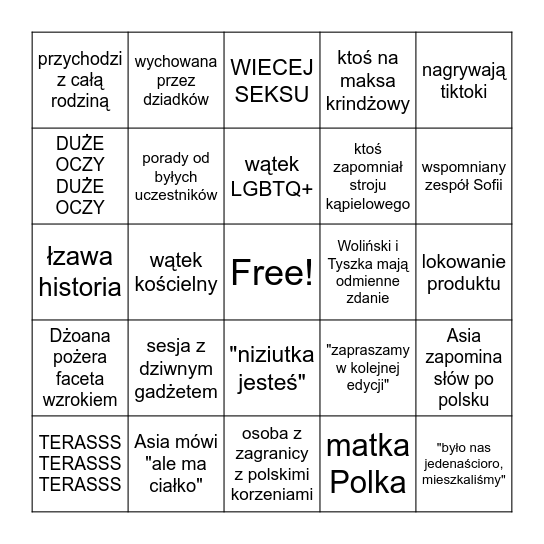 CASTINGI Bingo Card