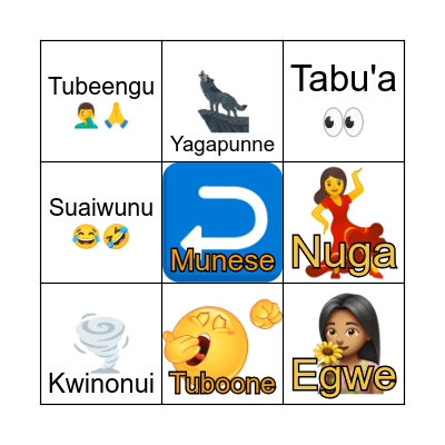 Numu Verbs 3-4 Bingo Card