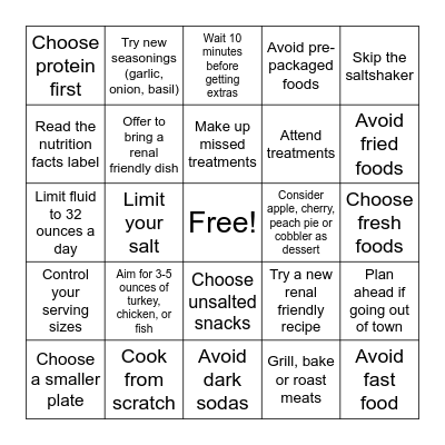 Tips for Eating Well During the Holidays Bingo Card