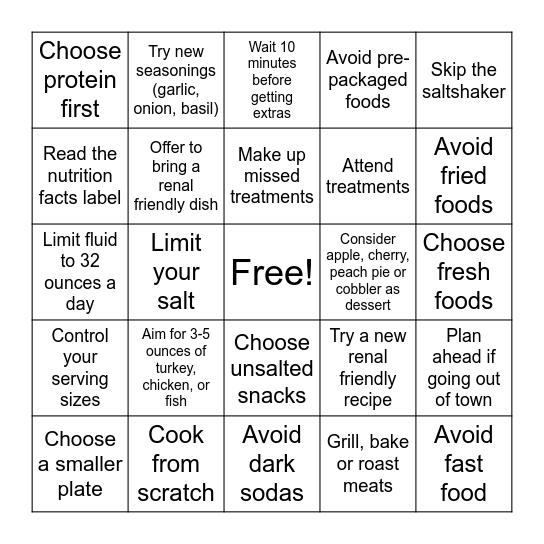 Tips for Eating Well During the Holidays Bingo Card