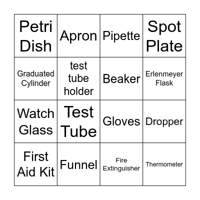 Science Equipment Bingo Card