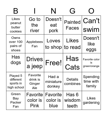 Thrive 3rd Quarter Bingo Card