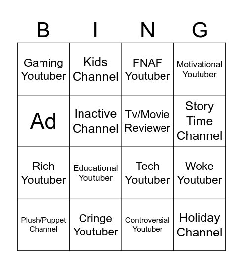 Wikitubia/Minitubia Bingo Card