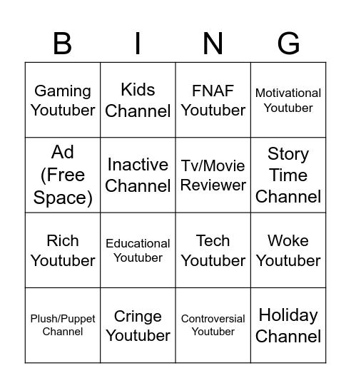 Wikitubia/Minitubia Bingo Card