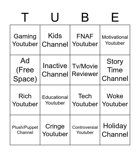 Wikitubia/Minitubia Bingo Card