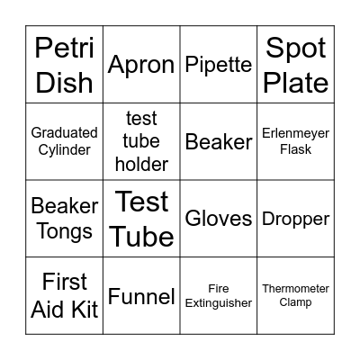 Science Equipment Bingo Card