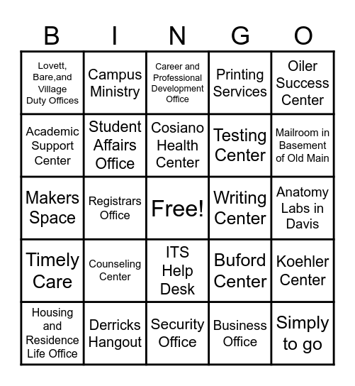 UF Bingo Card