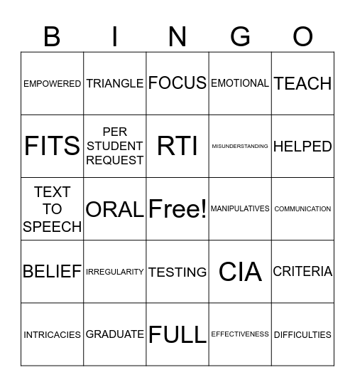 Campus Administrators LOVE Accommodations Bingo Card