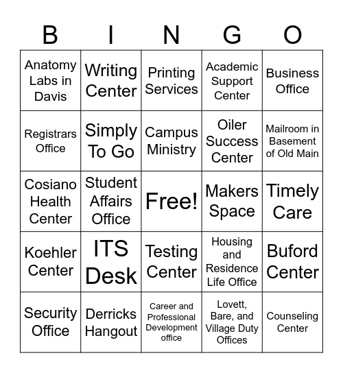 UF Bingo Card