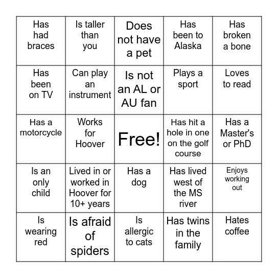 Ready, set, play! Bingo Card