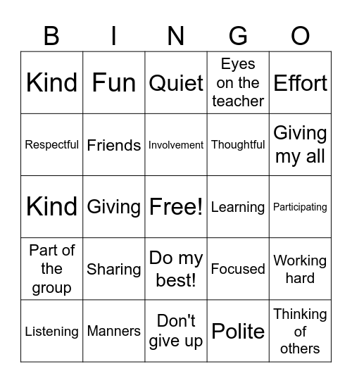 SMILE Bingo Card