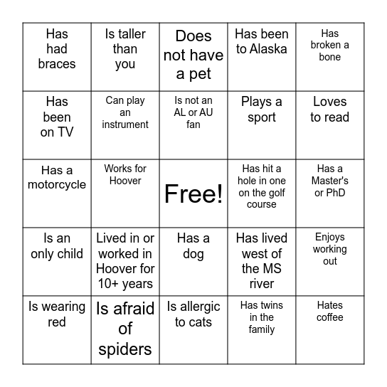 Ready, set, play! Bingo Card