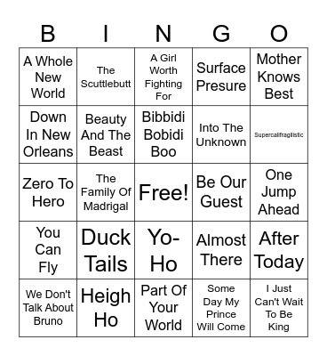 Old/New Disney Bingo Card