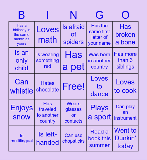 "Find Someone Who" Bingo Card