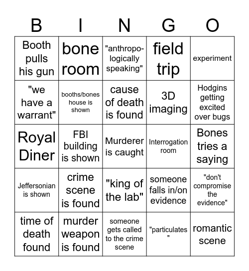 Bones Bingo Card