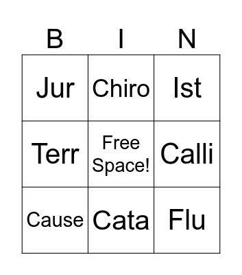 Stems BINGO Card
