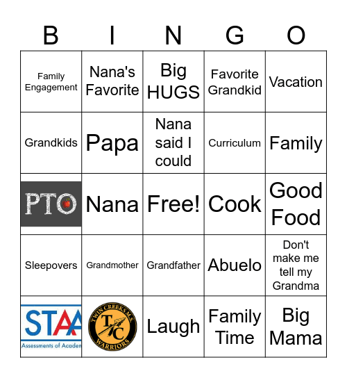 TCMS Grandparents Day Bingo Card