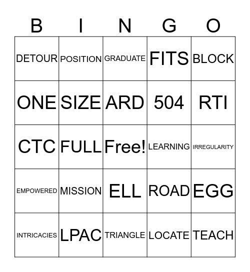 Campus Administrators LOVE Accommodations Bingo Card