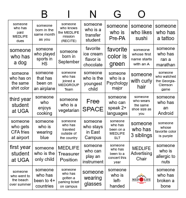 MEDLIFE Get-To-Know You Bingo Card